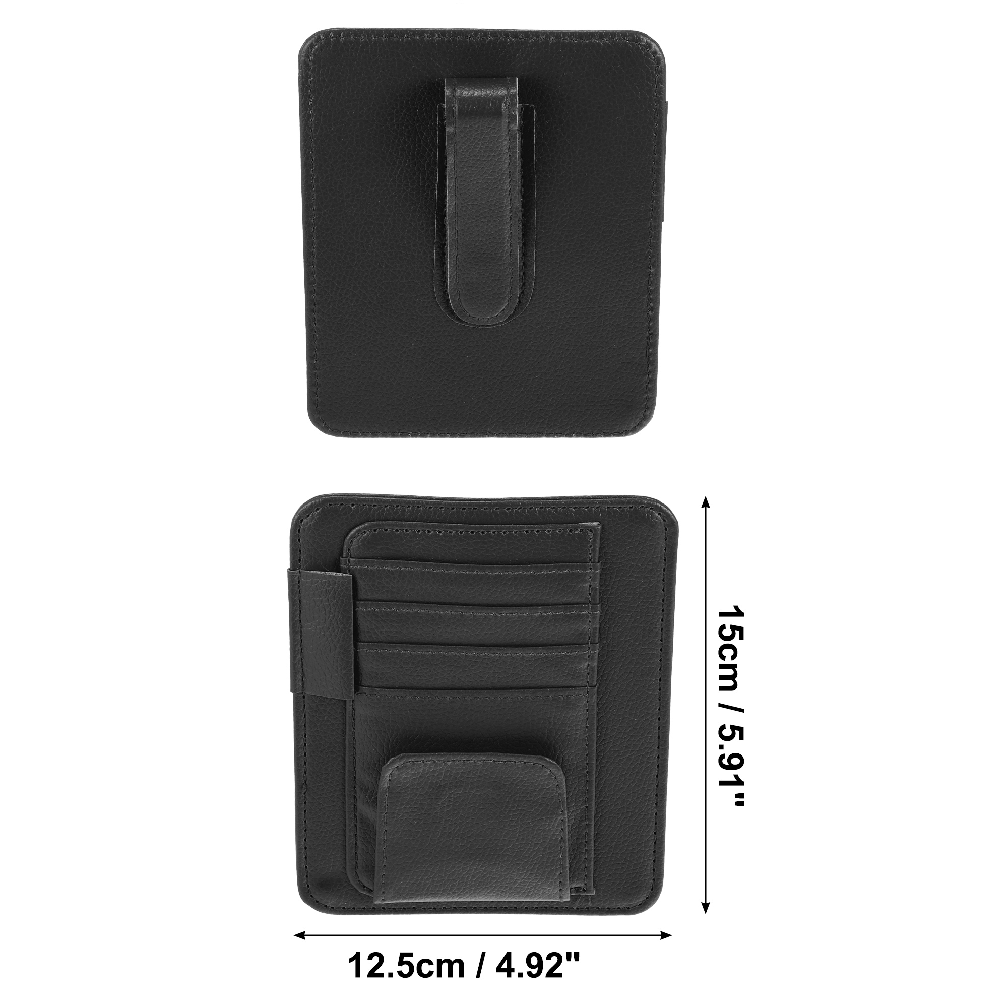 Unique Bargains PU Leather Car Sun Visor Organizer Glasses Holder and Card Holder Black