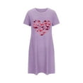 thumbnail image 5 of Bridal Party Pajamas Women's Soft and Breathable Sleep Shirt Short Sleeves Nightgown Sleepwear Night Shirt Casual Heart Print Sleepdress T-Shirt Loungewear Pajamas Dress Purple XL, 5 of 5