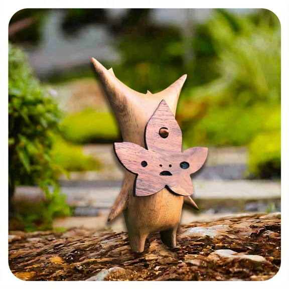 ICERUN Garden Statues,Resin Leaf Face Garden Sculptures,Imitation Wood Grain Texture Yard Decorations Outdoor,Style1