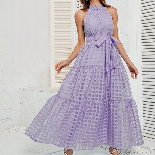 FcBaudy Robe Sans Manches à Col Rond, Robes d'Été pour Femmes, Robes Sans Manches Imprimées à Camisole Longue Robe Sans Manches à Col Rond pour Femmes
