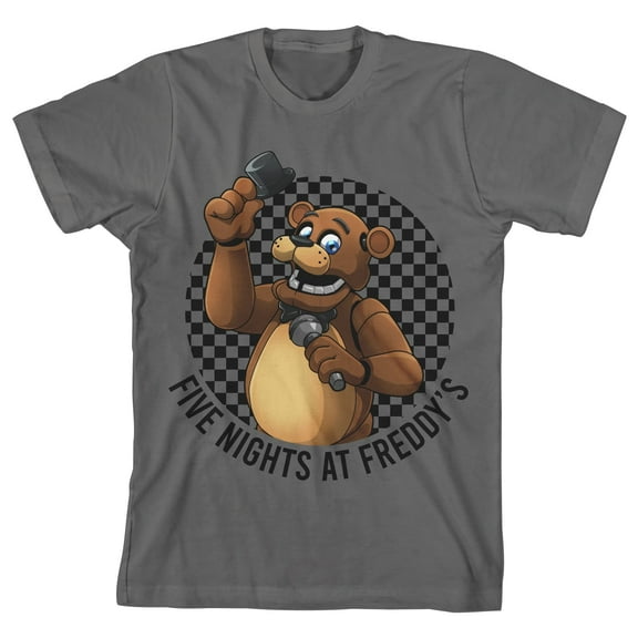 Five Nights At Freddy's Freddy Fazbear Hat Tip Boy's Charcoal T-shirt-XS