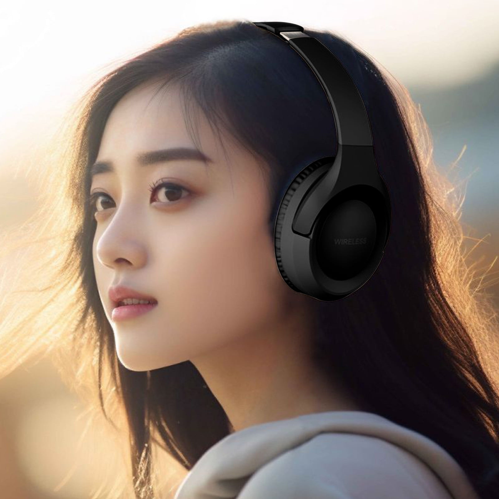 Bluetooth Headphones Over Ear, 6S Wireless Headphones Wired with 6 EQ Modes, 40 Hours Playtime Foldable HiFi Stereo Headset with Microphone, FM/TF for Cellphone/PC/Work,Black