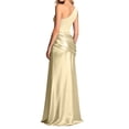 thumbnail image 7 of Wsysadlol Summer Dress Women Solid Satin Bodycon Midi Dress Asymmetric One Shoulder Ruched Slim Fit Dress Elegant Evening Party Gown Formal Dress, 7 of 7