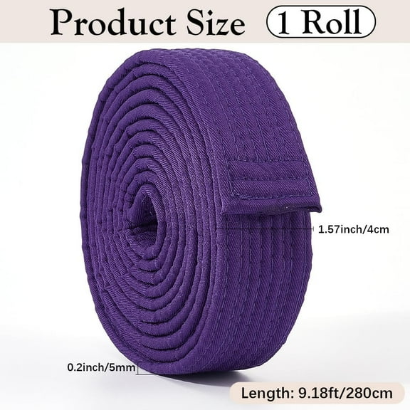 Purple Brazilian Jiu Jitsu Belts Polyester Martial Arts Belt Judo Karate TKD Aikido Uniform Ranking Belt Long Soft Universal Fit Belts for Taekwondo Hapkido Sports Training Equipment 9.18ft