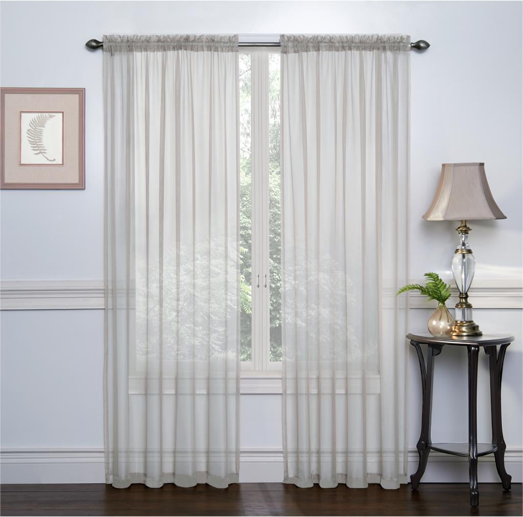Ruthy's Textile Silver Sheer Curtains Set of 2 Window Panel Drape Pair 54' X 84' Inch for Kitchen Bedroom Children Living Room Yard