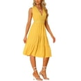 thumbnail image 4 of INSPIRE CHIC Lace Insert Sundress for Women’s Casual V Neck Sleeveless Tiered Midi Tank Dress, 4 of 5