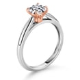 thumbnail image 3 of Gem Stone King 925 Sterling Silver with 10K Rose Gold Prongs Cushion Cut Lab Grown Diamond Engagement Ring for Women | 0.70 Cttw | DEF Color | VVS-VS Clarity (Size 8), 3 of 4