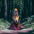 thumbnail image 5 of Honeii Colorful Wolf Head Print Poncho Cape, Cloak Coat, Snuggly Hooded Wearable Blanket, Hooded Cape For Teenagers,Halloween Costumes-Medium, 5 of 7