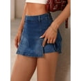 thumbnail image 3 of EMMIOL Women's Mid-Low Waisted Stretch Denim Mini Skort Y2K Casual Jean Skirt with Built-in Shorts, 3 of 7