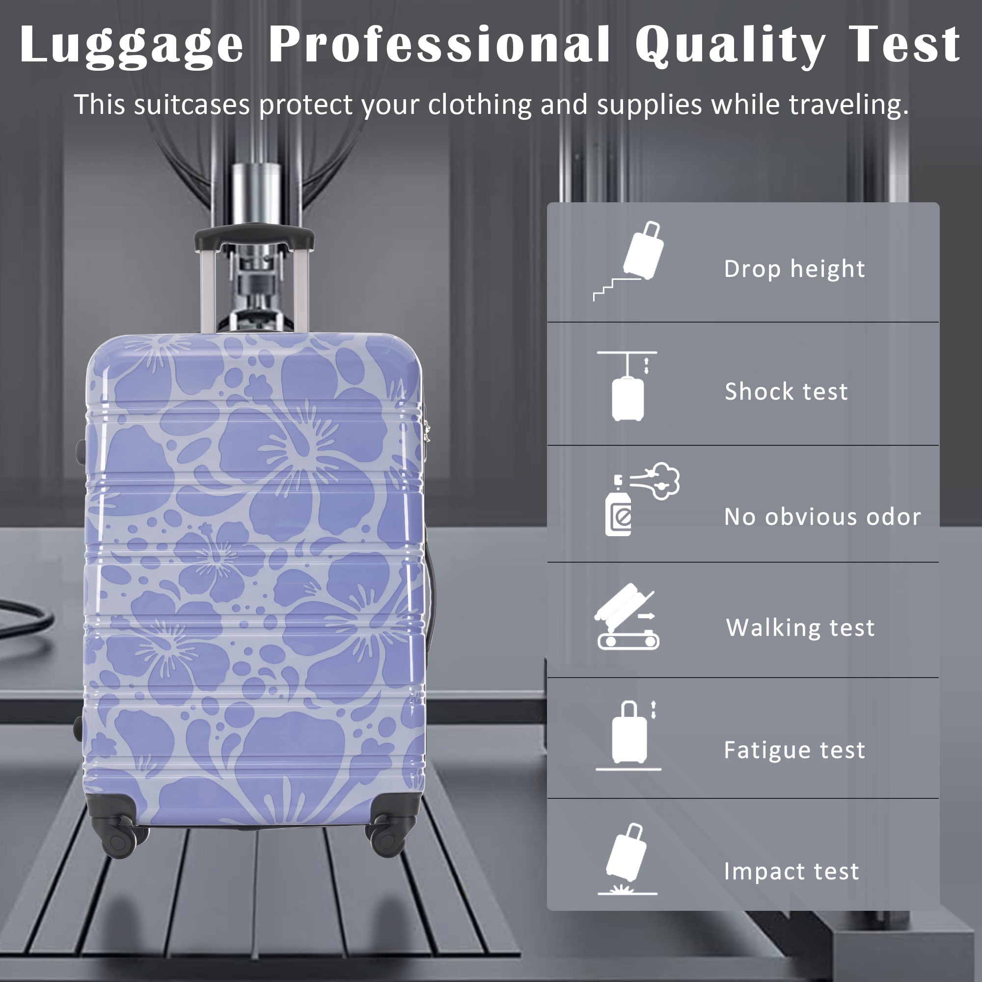 Euroco 3 Piece Luggage Sets, ABS+PC Hardshell Suitcase with TSA Lock and Spinner Wheels,Lightweight Suitcase Set for Family Travel,Blue