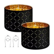 Drum Lamp Shade 2 Pack 13x13x10in - Round Black Lampshades for Table & Floor Lamps