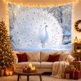 thumbnail image 3 of White Peacock in Snowy Forest, Serene Illustration for Nature Lovers, Winter Garden Wall Decor, Christmas Gift Tapestry Wall Hanging for Bedroom and Living Room, 3 of 7