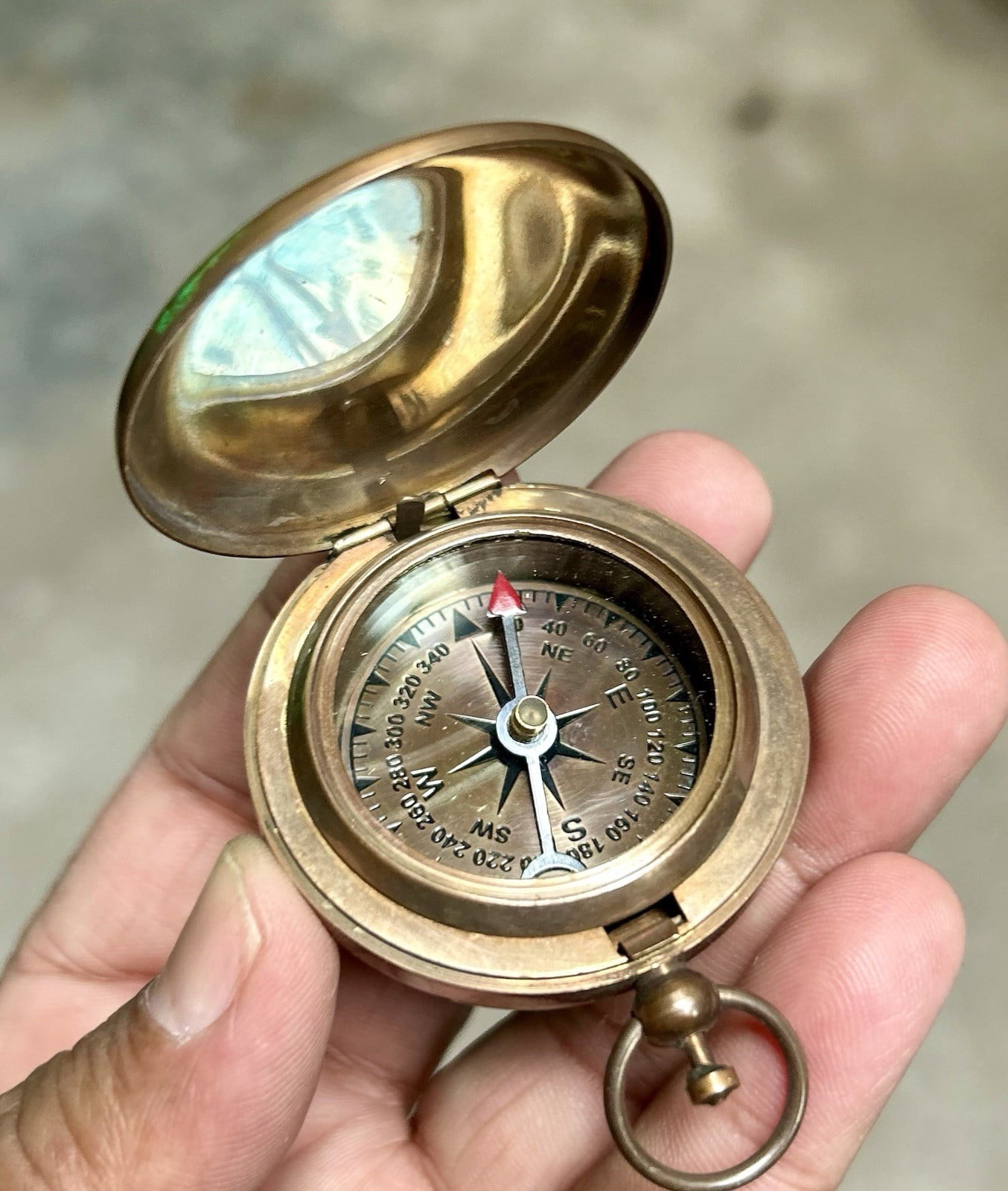 vintage nautical brass compass antique