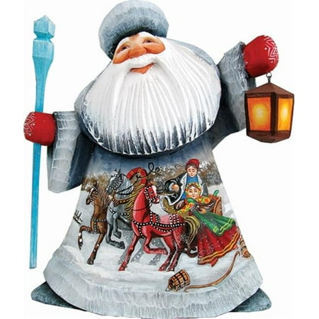 G.Debrekht 821561 Woodcarving Dashing Nights Santa 6 in. - Woodcarved Santa