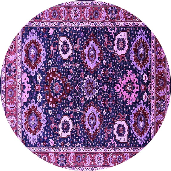 Ahgly Company Indoor Round Oriental Purple Industrial Area Rugs, 4' Round
