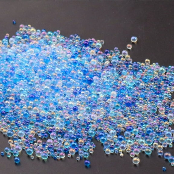 AB Color Plated 3D Nail Art Glass Mini Ball Beads Tiny Caviar Nail Beads DIY Nails Art Round Decorations Light Sky Blue 0.4~3mm 720~1000pcs/bag