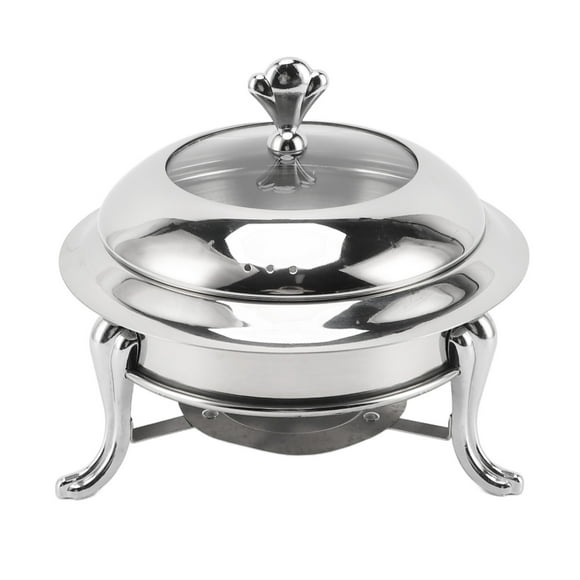 Round Chafing Dish Buffet Set, Stainless Steel Buffet Servers and Warmers Portable Catering Server Chafing Dishes for Buffet with Lid for Parties, Events, Wedding, Camping, Dinner