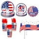 thumbnail image 2 of Penkiiy Juego de vajilla de la bandera de los Estados Unidos, platos desechables de la bandera estadounidense patriótica, tazas, servilletas, tenedores, cucharas, 2 of 2