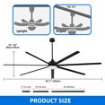 thumbnail image 5 of Dextrus 96 Inch Black Ceiling Fan with Lights and Remote Control, Large Ceiling Fan with 6-Speed,7 Aluminum Blades, 5 of 10