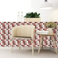 thumbnail image 5 of Jinsinto Hiseng 24 Pieces Rectangle Decorative Tile Adhesive for Bathroom and Kitchen Tile Stickers, Marble Pattern Mosaic Waterproof Adhesive Decoration (Red Mosaic,24 Pieces), 5 of 5