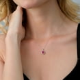 thumbnail image 5 of Gem Stone King 10K White Gold Red Created Ruby and White Diamonds Pendant Necklace for Women (1.15 Cttw, Oval 8X6MM, With 18 inch Chain), 5 of 6