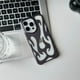 thumbnail image 4 of Funda de teléfono delgada hueca con patrón de llama 3D para iPhone 16, 15, 14, 13, 12, 11 Pro Max, 15, 14, 16 Plus, cubierta suave protectora a prueba de golpes, nueva For iPhone 14 Plating Black|http, 4 of 5
