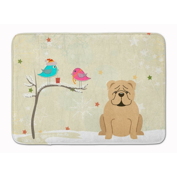 Christmas Presents between Friends English Bulldog - Fawn Machine Washable Memory Foam Mat