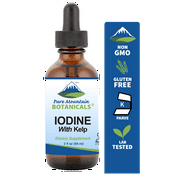 Liquid Iodine Thyroid Supplement with Organic Kelp Kosher Vegan Potassium Iodide Solution Alcohol Free Hypothyroid Support (2 fl oz)