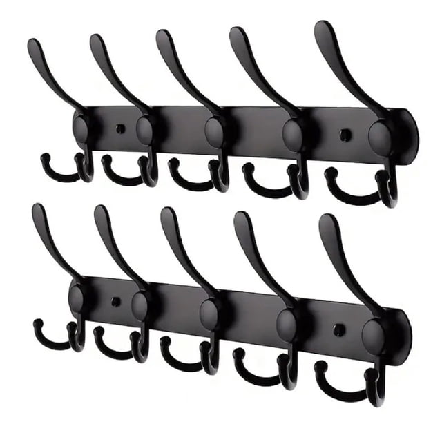 Perchero de pared, perchero de acero inoxidable (2 piezas), perchero con ganchos