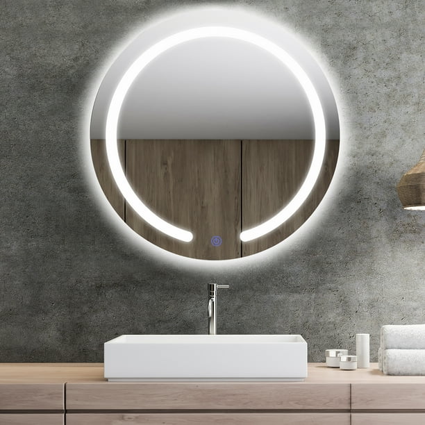 Costway 20 Bathroom Led Mirror Wall Mounted Round Frameless 3 Color Dimmable Com Costway 20 Bathroom Led Mirror Wall, Unusual Bathroom Mirrors With Lights India