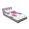 thumbnail image 2 of Ambesonne Flower Fitted Sheet & Pillow Sham Set, Bohemian Pink Blossom, Twinxl, Pink Purple Blue, 2 of 2