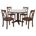 thumbnail image 4 of Harper & Bright Designs 5 Pieces Dining Table Set Round Kitchen Table Sets Dinette Set, 1 Marble Veneer Round Top Kitchen Table and 4 Cross Chairs for Small Space, Brown, 4 of 12