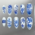 thumbnail image 2 of Blue Porcelain,Custom Press On Nails, Almond Stiletto Square Nails, 3D Luxury Nail Art, Elegant Acrylic Nails, Spring Wedding Gift, Handmade Nail Set,Size S, 2 of 8