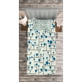 thumbnail image 3 of Ambesonne Geometric Quilted Bedspread Set 2 Pcs, Abstract Lines Dots, Twin Size, Blue Eggshell Black, 3 of 3