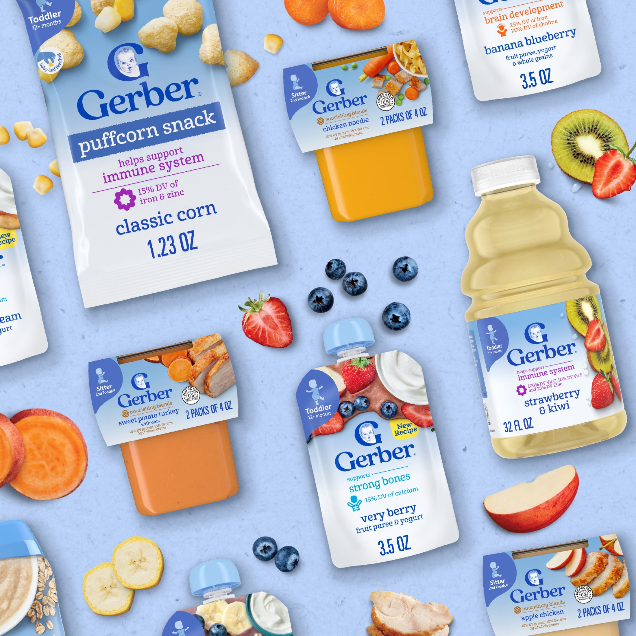 (2 pack) Gerber Toddler Snacks, Classic Corn Puffcorn Snack, Kernel Free, Toddler Food 1.23 oz