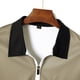 thumbnail image 4 of Ceisia Men's Color-Blocked Striped Zip-Up Short Sleeve Polo Shirt Casual Summer Top Khaki L Gifts, 4 of 8