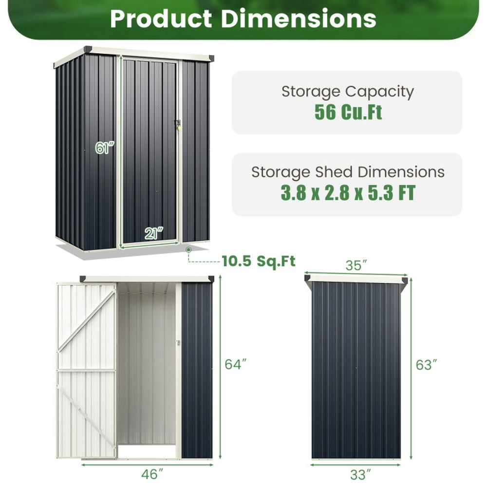 Resenkos 4 x 3 FT Metal Outdoor Storage Shed with Lockable Door-Gray Resenkos 4 x 3 FT Metal Outdoor Storage Shed with Lockable Door-Gray