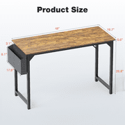 MCQ 47 Inch Small Computer Office Desk, Writing Study Table with Storage Bag & Iron Hook for Home -Rustic Brown