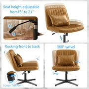 Art Leon Accent Chair with Ottoman,360 Degree Swivel Reading Chair for Bedroom Livingroom, Faux Leather Height Adjustable, Brown