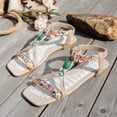 thumbnail image 3 of Flat Sandals for Women Bohemia Beaded Open Square Toe Beach Shoes 2026 Summer Vacation Dress Shoes Green Size 7, 3 of 5
