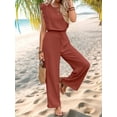 thumbnail image 3 of Osfvolr Jumpsuits for Women 2025 Summer Ruffle Sleeves Square Neck Rompers Drawstring Overalls with Pockets Orange Color XL, 3 of 7
