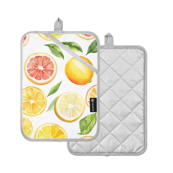 Yayeee Pot Holders Kitchen Heat Resistant with Pocket 7"x9.8" Cotton Oven Cooking Hot Pads, Candy Lemon