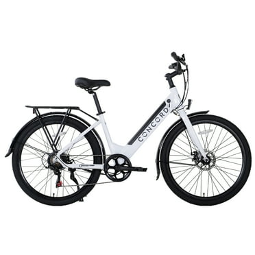 27.5" Concord Step-Thru Electric Commuter Bike, 36V, White, Fits Riders 5'1" - 6'1", Adult, Unisex