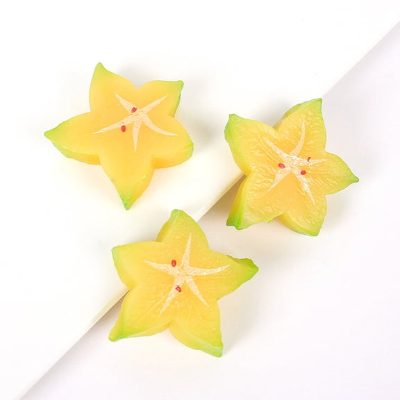 OUNONA Set of 4 Artificial Starfruit Slices for Home Decoration, Crafting, Projects with Realistic Details