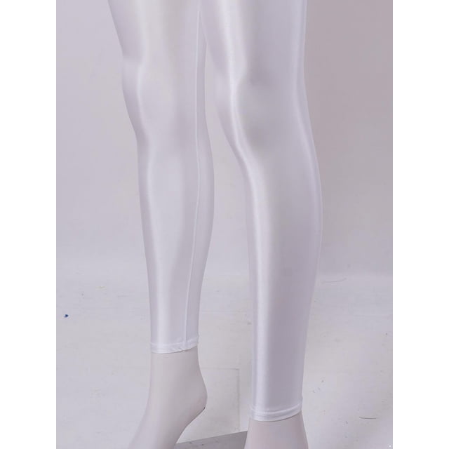 Choomomo Leggings Serrés de Performance de Danse Moderne de Rue Hip Hop Rave Extensible Brillant pour Femmes Blanc TG