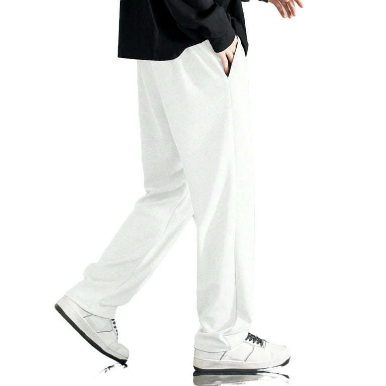 Casual Plain Straight Leg White Men Pants Men s