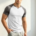 thumbnail image 4 of DagobertNiko Mens T-Shirts V-Neck Color Block Slim Fitted Breathable Quick Dry High Elastic Sports Summer Top for Gym, 4 of 6