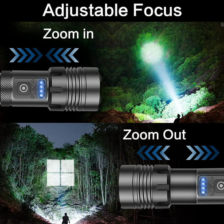 Gearmatte Super Bright Flashlight High Lumen,XHP70 Powered Flashlights  Rechargeable with Battery,COB Working Light,7Modes,Zoomable Powerful LED
