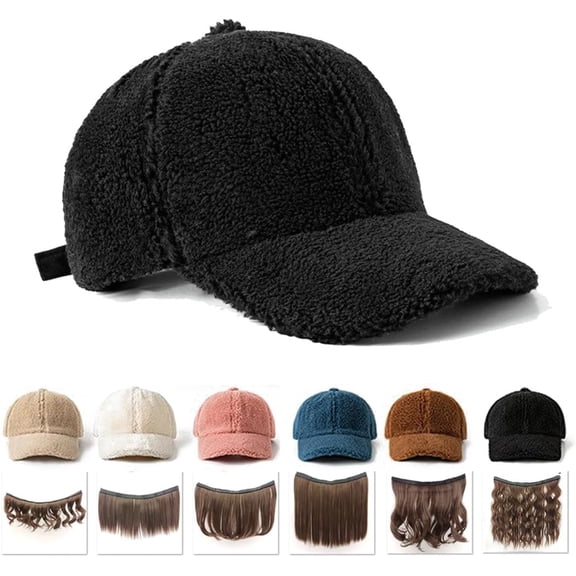 Fall/Winter Baseball Cap for Women,Lamb Wool Warm for Outdoor Travel,Can be Attached a Hair to Form a Hat Wig