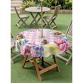 thumbnail image 3 of Outdoor Tablecloth with Umbrella Hole and Zipper, Easter Flowers Round Table Cloth 60 Inch Waterproof Tablecloth, Eggs Spring Floral Rustic Pink Checkered Picnic Table Cover for Patio Camping, 3 of 7